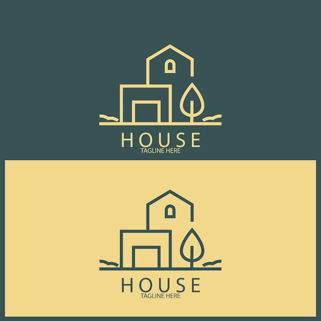 House luxury line art logo icon vector illustration template