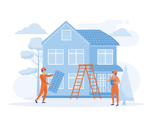 House maintenance concept roofing and basement services windows and doors replacement