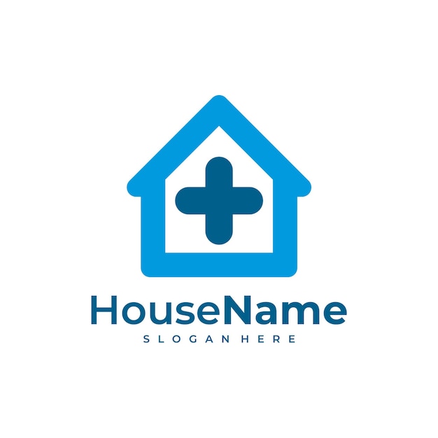 Logo medico della casa design del modello salute plus logo della casa vettore