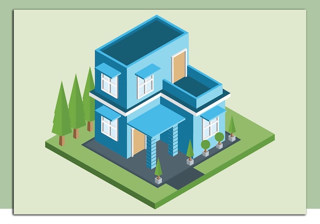 House minimalist isometric relistic design