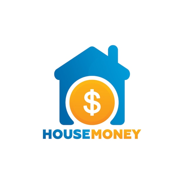 Vettore di progettazione del modello di logo dei soldi della casa, emblema, concetto di design, simbolo creativo, icona