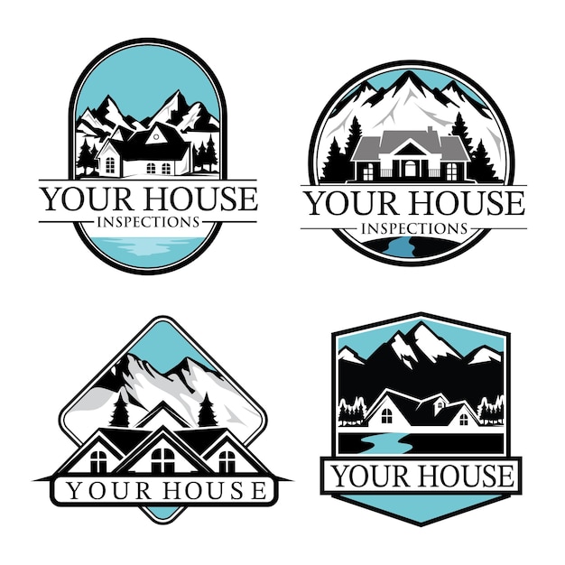 Modello di progettazione logo casa e montagna