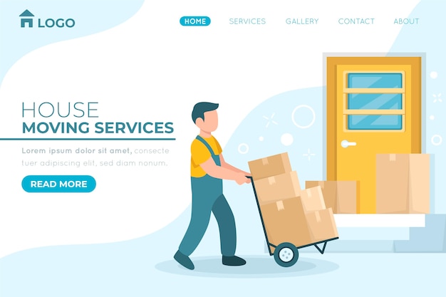 House moving services landing page with boxes