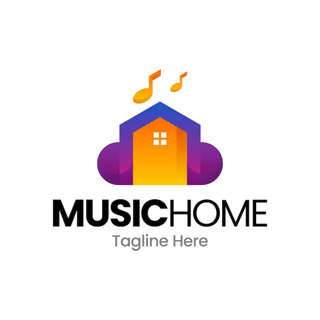 Design del logo sfumato di musica house