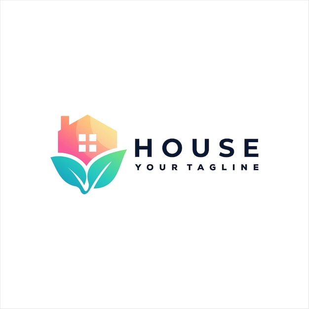 House nature gradient logo design