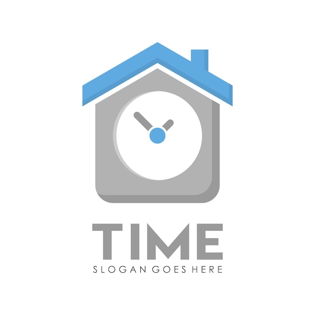 時間の時計の家ロゴデザインテンプレート