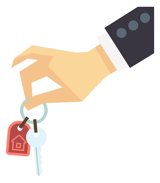 Vector house owner icon property key in businessman hand