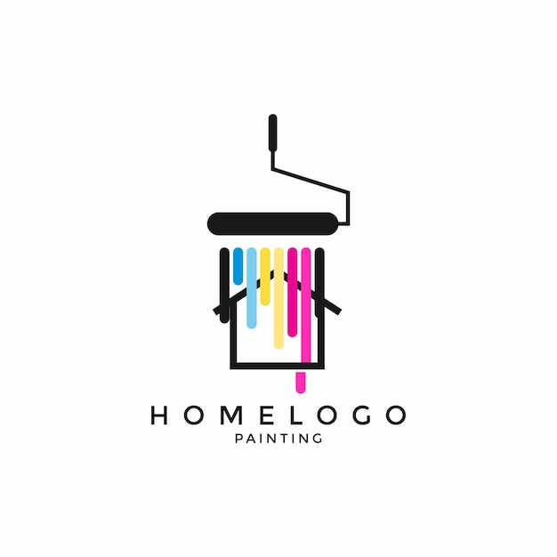House painting service decor and repair multicolor icon Vector logo label emblem design