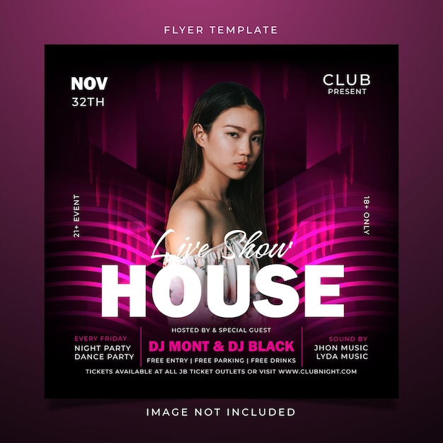 Vector house party flyer template