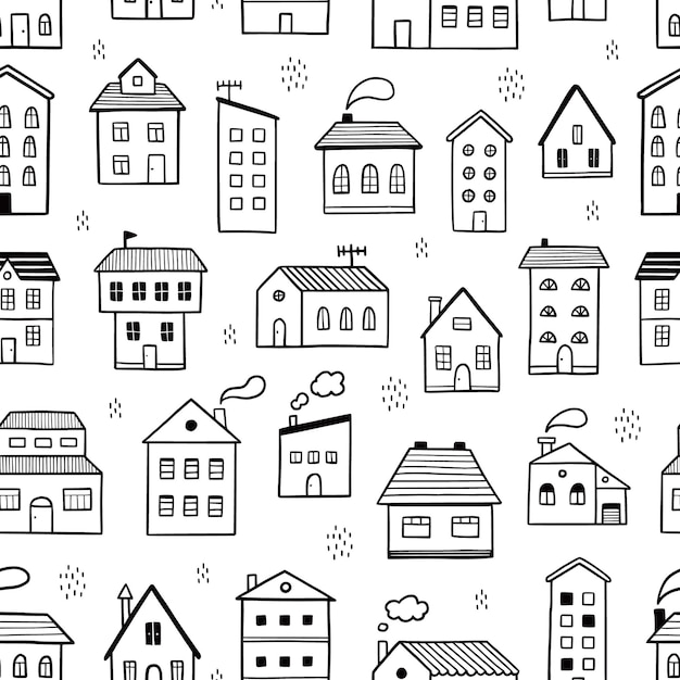 House pattern doodle sketch style