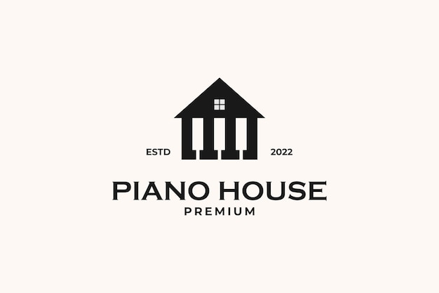 Modello vettoriale per la progettazione del logo del pianoforte della casa