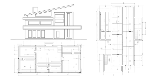 Vector house plan project technical drawing backgroundengineering design
