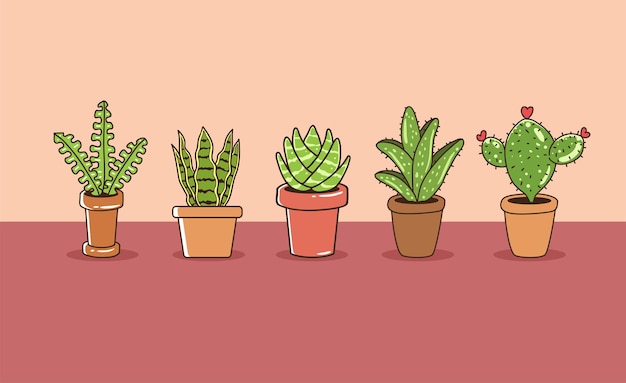 House plant handdrawn vector collection