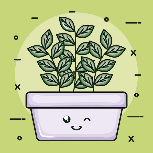 House plant kawaii comic character