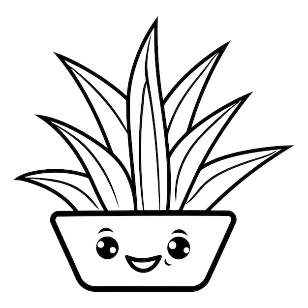 Vector house plant in pot kawaii character design