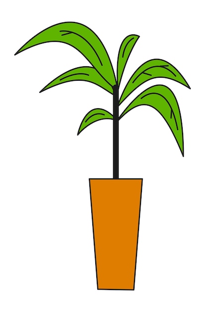 House plant in pot. Urban jungle icon. Home green decoration. Vector illustration