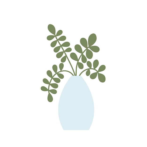Домашнее растение в вазе плоской иллюстрации