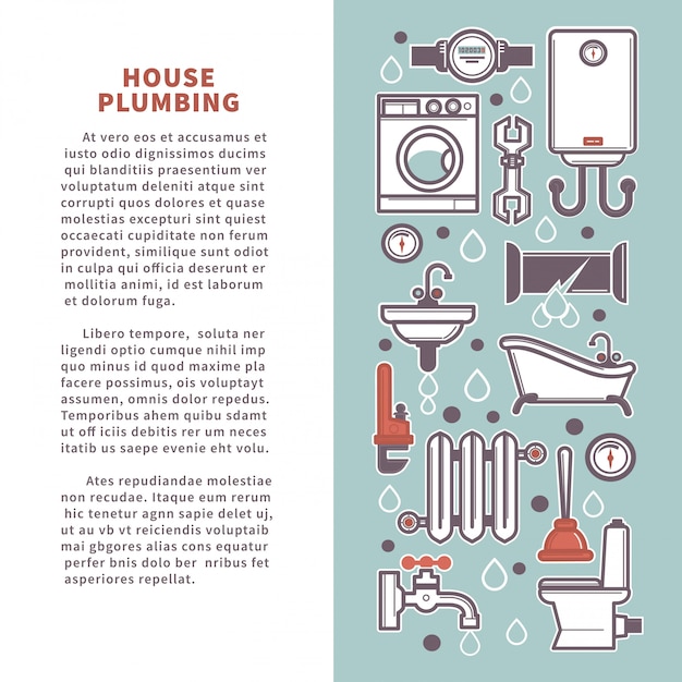 House plumbing vector poster