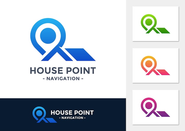 집 조합 집 포인트 로고 벡터 핀 아이콘 크리에이 티브 Gps 지도 포인트 위치 기호 광