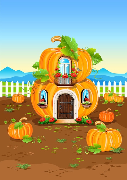 Vector house of pumpkin