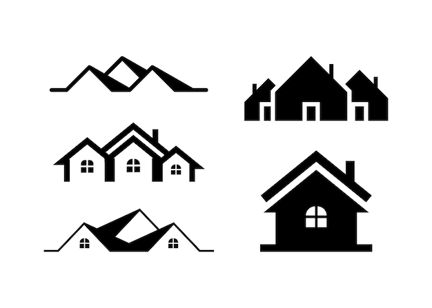Vettore silhouette dell'icona immobiliare della casa
