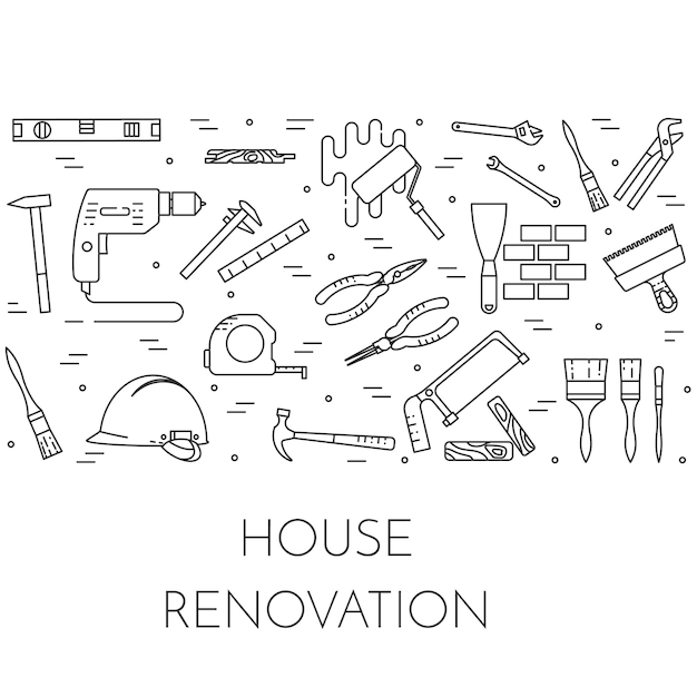 House remodel horizontal banner. Element for house repair, building or renovation company.