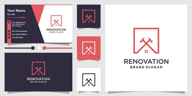 Vector house renovation logo with modern abstract concept premium vector