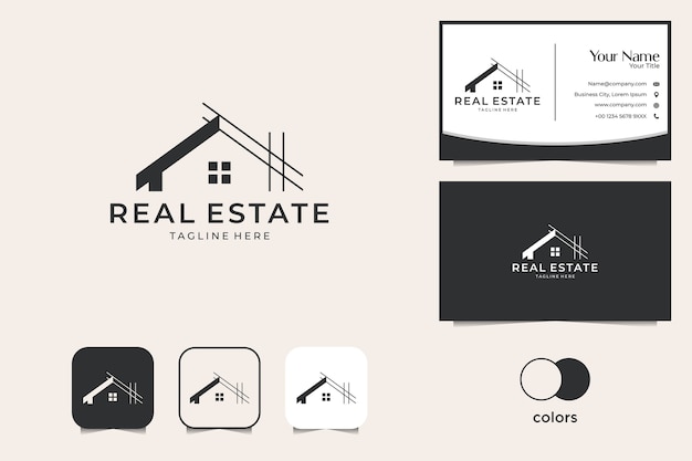 Дизайн логотипа недвижимости ремонт дома и визитная карточка