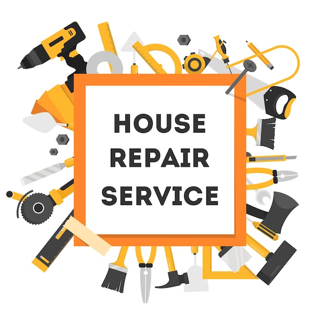Vector house repair concept banner. equipment for repair
