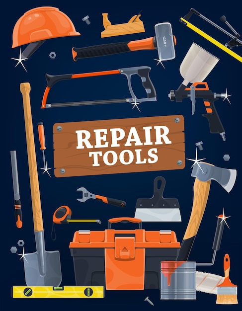 Vector house repair and construction hand tools vector