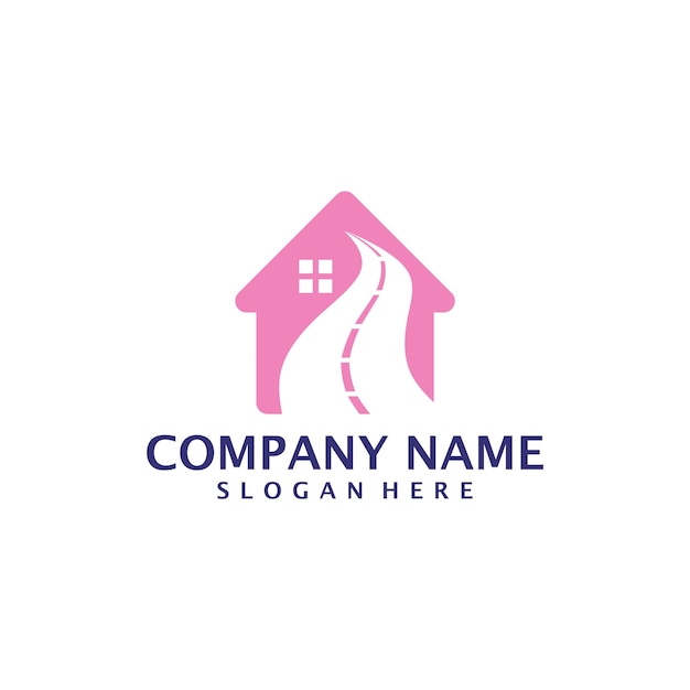 house road logo design vector home road logo design template concept