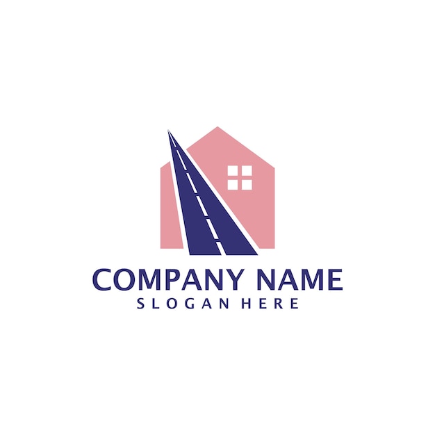 house road logo design vector home road logo design template concept