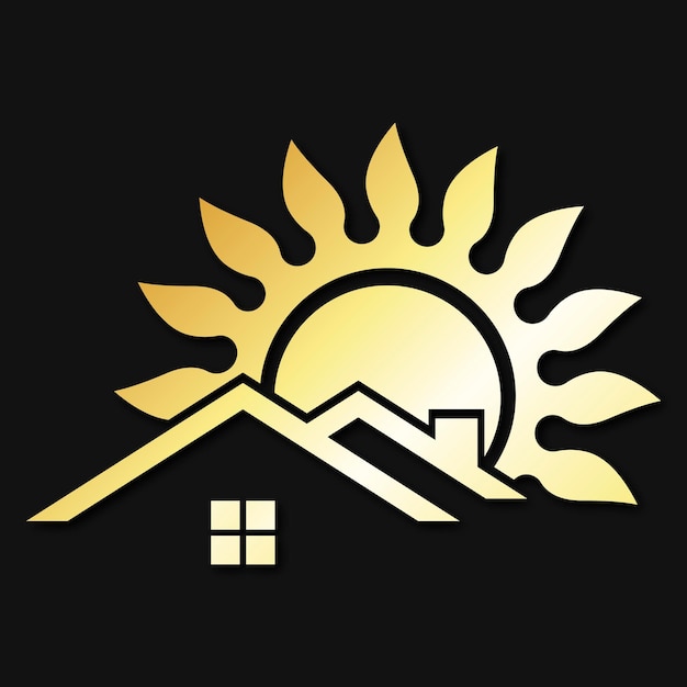 House roof and golden sun symbol
