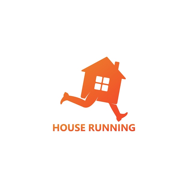 Casa running logo template design vector, emblem, design concept, creative symbol, icon