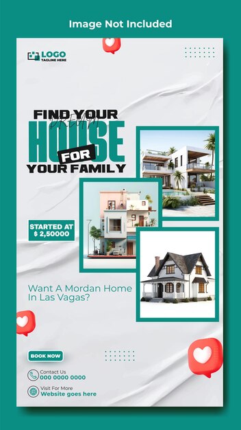 Vector house sale ads story template design