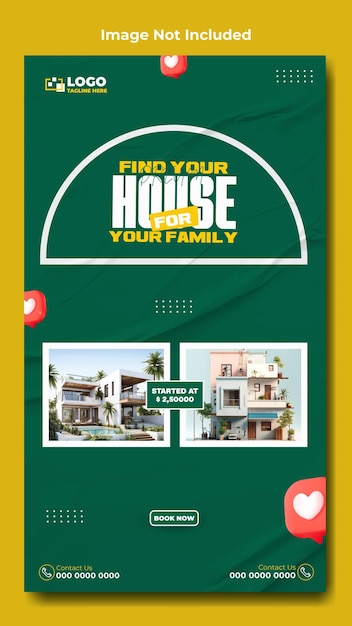 Vector house sale ads story template design
