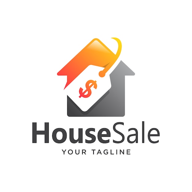 Vector house sale logo gradient simple modern