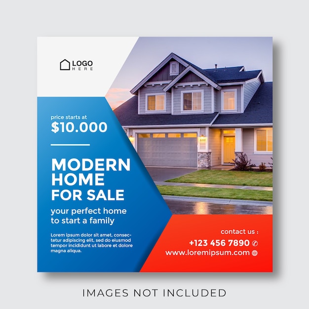 House for sale and real estate property banner for social media post