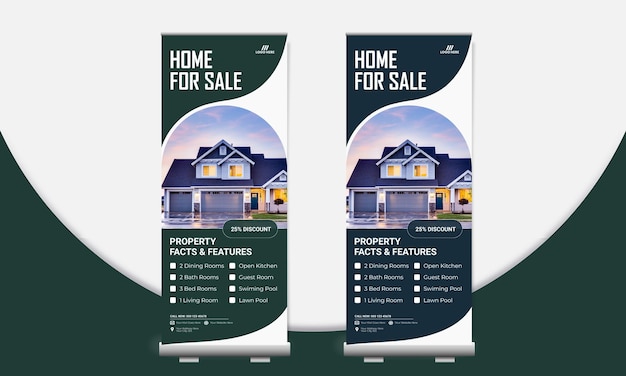 House for sale real estate roll up banner or signage design template