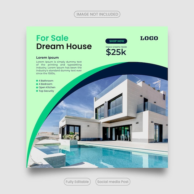 House sale social media post template flat and minimalist real estate sale banner