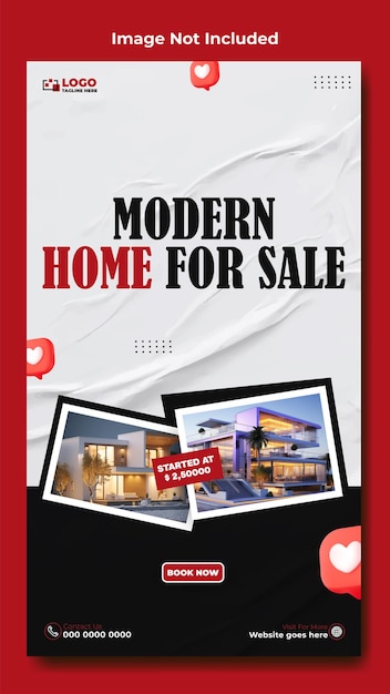 Vector house sale story template design