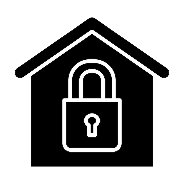 Vector house security glyph solid black illustration