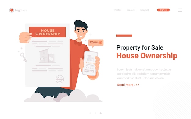 House for sell illustration on web banner