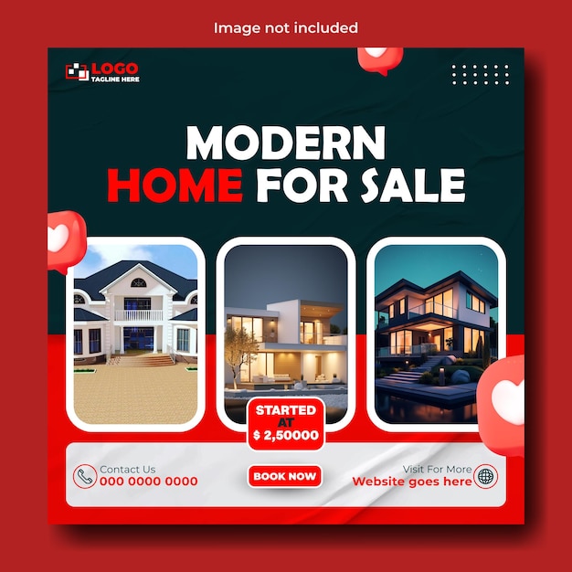 House selling ads promotional real estate social media post template design