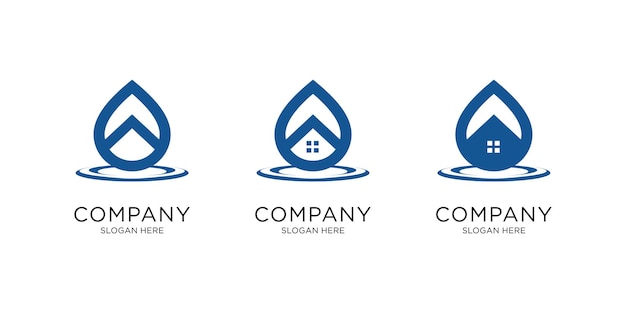 Vector house shape water drop logo