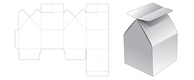 House shaped gift box die cut template design