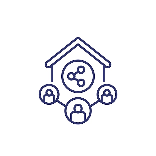 House share line icon with tenants