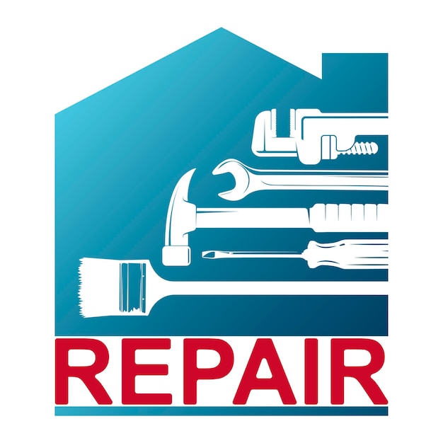 Знак дома и набор инструментов для ремонта символ ремонта и обслуживания