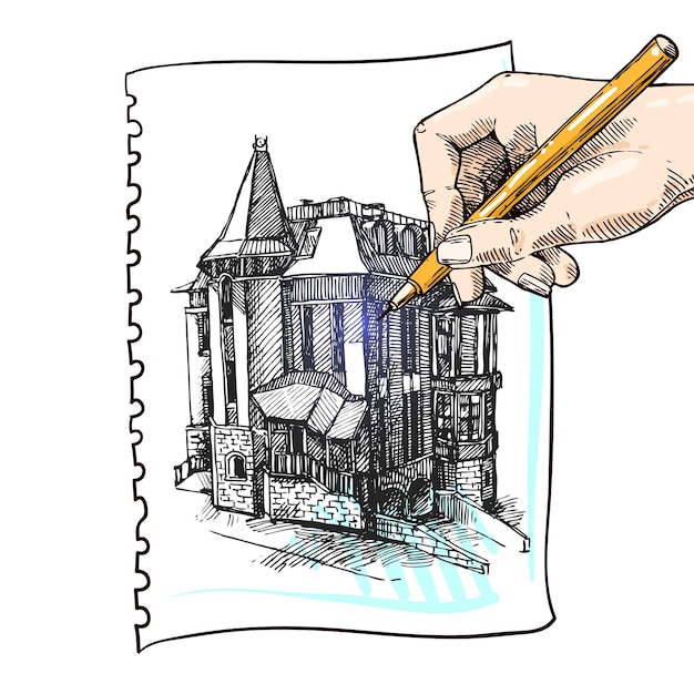 Vector house sketch illustration