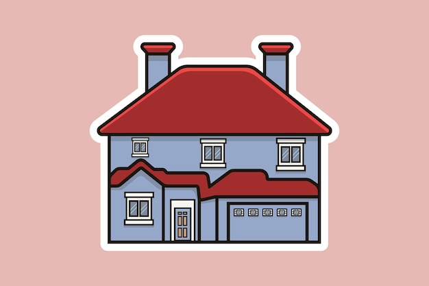 Vector house sticker vector illustratie gebouw en landmark object icoon concept